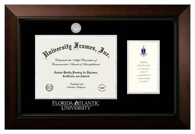 Diploma with Announcement Frame in Legacy Black Cherry with Black & Silver Mats for DOCUMENT: 8 1/2"H X 11"W  ,  7"H X 4"W  