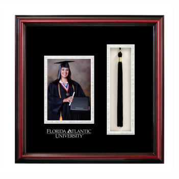 5 x 7 Portrait with Tassel Box Frame in Petite Cherry with Black & Silver Mats