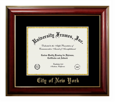 Diploma Frame in Classic Mahogany with Gold Trim with Black & Gold Mats for DOCUMENT: 8 1/2"H X 11"W  