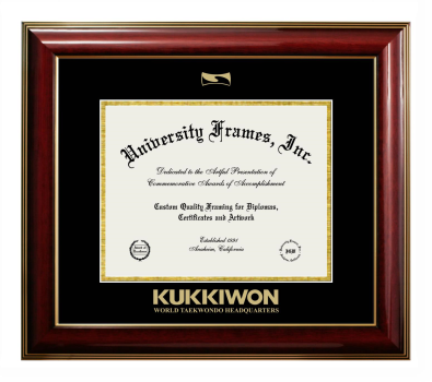 Diploma Frame in Classic Mahogany with Gold Trim with Black & Gold Mats for DOCUMENT: 8 1/2"H X 11"W  