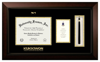 Diploma with Announcement & Tassel Box Frame in Legacy Black Cherry with Black & Gold Mats for DOCUMENT: 8 1/2"H X 11"W  ,  7"H X 4"W  