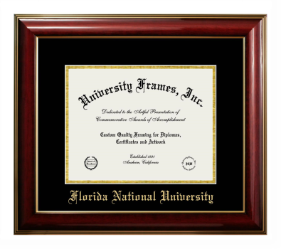 Diploma Frame in Classic Mahogany with Gold Trim with Black & Gold Mats for DOCUMENT: 8 1/2"H X 11"W  