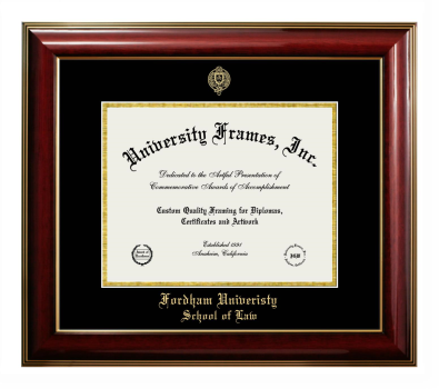 Diploma Frame in Classic Mahogany with Gold Trim with Black & Gold Mats for DOCUMENT: 8 1/2"H X 11"W  