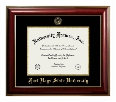 Fort Hays State University Diploma Frame in Classic Mahogany with Gold Trim with Black & Gold Mats for DOCUMENT: 8 1/2"H X 11"W  