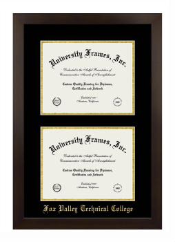 Double Degree (Stacked) Frame in Manhattan Espresso with Black & Gold Mats for DOCUMENT: 8 1/2"H X 11"W  , DOCUMENT: 8 1/2"H X 11"W  