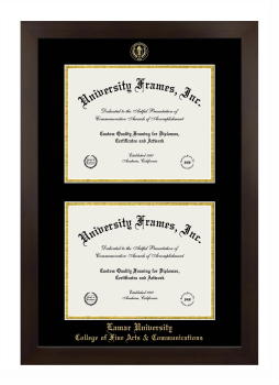 Double Degree (Stacked) Frame in Manhattan Espresso with Black & Gold Mats for DOCUMENT: 8 1/2"H X 11"W  , DOCUMENT: 8 1/2"H X 11"W  