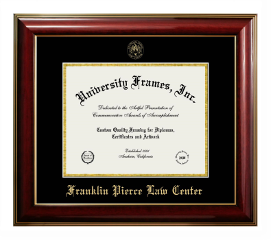 Franklin Pierce Law Center Diploma Frame in Classic Mahogany with Gold Trim with Black & Gold Mats for DOCUMENT: 8 1/2"H X 11"W  