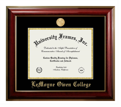 Diploma Frame in Classic Mahogany with Gold Trim with Black & Gold Mats for DOCUMENT: 8 1/2"H X 11"W  