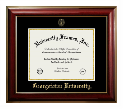 Diploma Frame in Classic Mahogany with Gold Trim with Black & Gold Mats for DOCUMENT: 8 1/2"H X 11"W  