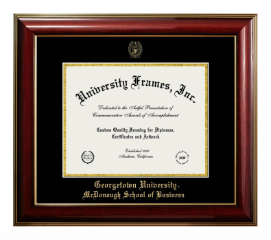 Diploma Frame in Classic Mahogany with Gold Trim with Black & Gold Mats for DOCUMENT: 8 1/2"H X 11"W  