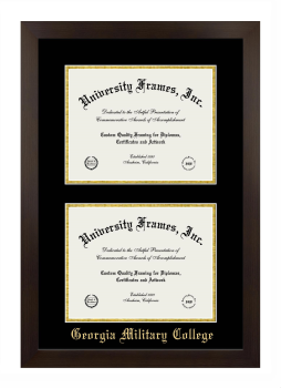 Double Degree (Stacked) Frame in Manhattan Espresso with Black & Gold Mats for DOCUMENT: 8 1/2"H X 11"W  , DOCUMENT: 8 1/2"H X 11"W  