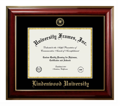 Diploma Frame in Classic Mahogany with Gold Trim with Black & Gold Mats for DOCUMENT: 8 1/2"H X 11"W  