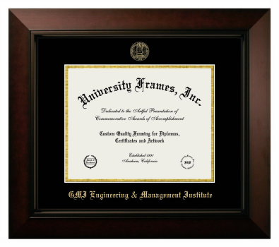 Diploma Frame in Legacy Black Cherry with Black & Gold Mats for DOCUMENT: 8 1/2"H X 11"W  