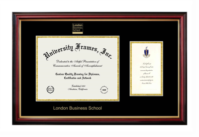 Diploma with Announcement Frame in Petite Mahogany with Gold Trim with Black & Gold Mats for DOCUMENT: 8 1/2"H X 11"W  ,  7"H X 4"W  