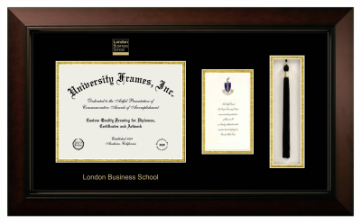 Diploma with Announcement & Tassel Box Frame in Legacy Black Cherry with Black & Gold Mats for DOCUMENT: 8 1/2"H X 11"W  ,  7"H X 4"W  