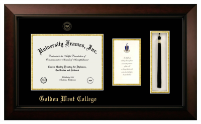 Diploma with Announcement & Tassel Box Frame in Legacy Black Cherry with Black & Gold Mats for DOCUMENT: 8 1/2"H X 11"W  ,  7"H X 4"W  