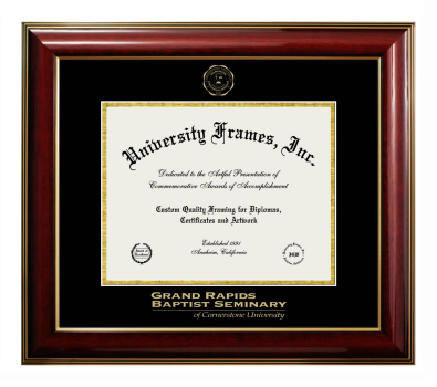 Diploma Frame in Classic Mahogany with Gold Trim with Black & Gold Mats for DOCUMENT: 8 1/2"H X 11"W  