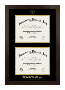 Double Degree (Stacked) Frame in Manhattan Espresso with Black & Gold Mats for DOCUMENT: 8 1/2"H X 11"W  , DOCUMENT: 8 1/2"H X 11"W  