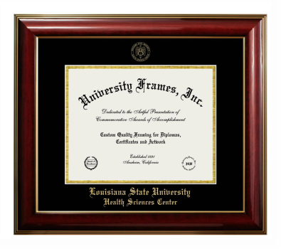 Diploma Frame in Classic Mahogany with Gold Trim with Black & Gold Mats for DOCUMENT: 8 1/2"H X 11"W  