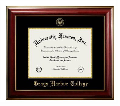 Diploma Frame in Classic Mahogany with Gold Trim with Black & Gold Mats for DOCUMENT: 8 1/2"H X 11"W  