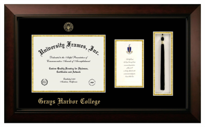 Diploma with Announcement & Tassel Box Frame in Legacy Black Cherry with Black & Gold Mats for DOCUMENT: 8 1/2"H X 11"W  ,  7"H X 4"W  