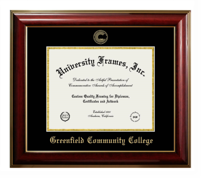 Diploma Frame in Classic Mahogany with Gold Trim with Black & Gold Mats for DOCUMENT: 8 1/2"H X 11"W  