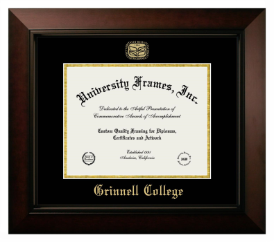 Grinnell College Diploma Frame in Legacy Black Cherry with Black & Gold Mats for DOCUMENT: 8 1/2"H X 11"W  