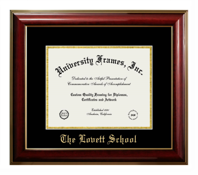 Diploma Frame in Classic Mahogany with Gold Trim with Black & Gold Mats for DOCUMENT: 8 1/2"H X 11"W  