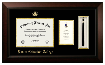 Diploma with Announcement & Tassel Box Frame in Legacy Black Cherry with Black & Gold Mats for DOCUMENT: 8 1/2"H X 11"W  ,  7"H X 4"W  