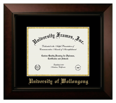 Diploma Frame in Legacy Black Cherry with Black & Gold Mats for DOCUMENT: 8 1/2"H X 11"W  