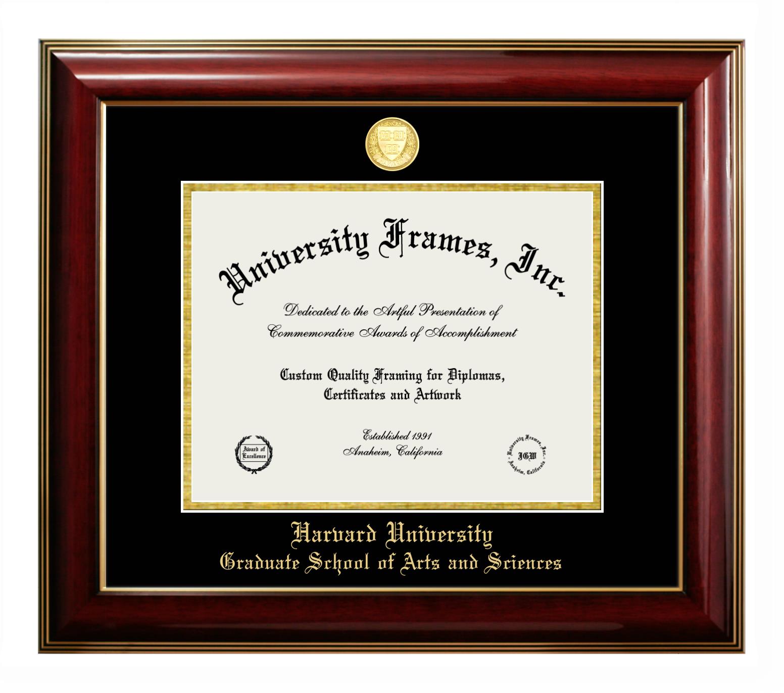 Harvard University Graduate School of Arts and Sciences Diploma Frame