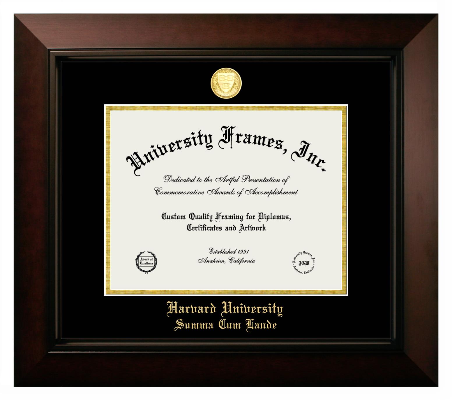 Harvard University Summa Cum Laude Diploma With 5 X 7 Portrait Frame In