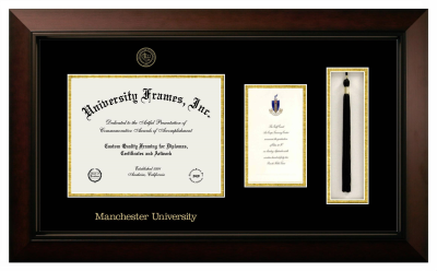 Diploma with Announcement & Tassel Box Frame in Legacy Black Cherry with Black & Gold Mats for DOCUMENT: 8 1/2"H X 11"W  ,  7"H X 4"W  