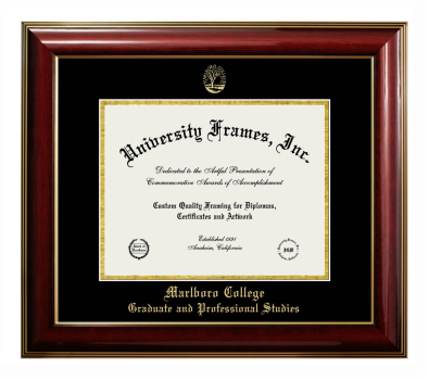 Diploma Frame in Classic Mahogany with Gold Trim with Black & Gold Mats for DOCUMENT: 8 1/2"H X 11"W  