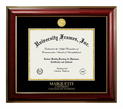 Diploma Frame in Classic Mahogany with Gold Trim with Black & Gold Mats for DOCUMENT: 8 1/2"H X 11"W  