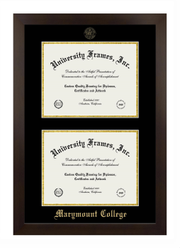 Double Degree (Stacked) Frame in Manhattan Espresso with Black & Gold Mats for DOCUMENT: 8 1/2"H X 11"W  , DOCUMENT: 8 1/2"H X 11"W  