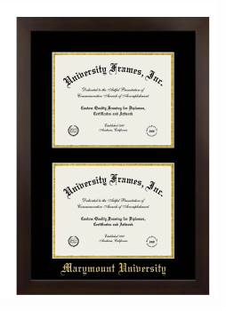 Double Degree (Stacked) Frame in Manhattan Espresso with Black & Gold Mats for DOCUMENT: 8 1/2"H X 11"W  , DOCUMENT: 8 1/2"H X 11"W  