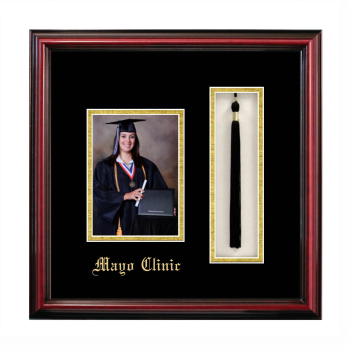 5 x 7 Portrait with Tassel Box Frame in Petite Cherry with Black & Gold Mats