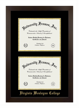 Double Degree (Stacked) Frame in Manhattan Espresso with Black & Gold Mats for DOCUMENT: 8 1/2"H X 11"W  , DOCUMENT: 8 1/2"H X 11"W  