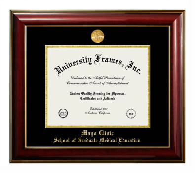 Diploma Frame in Classic Mahogany with Gold Trim with Black & Gold Mats for DOCUMENT: 8 1/2"H X 11"W  