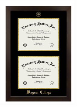 Double Degree (Stacked) Frame in Manhattan Espresso with Black & Gold Mats for DOCUMENT: 8 1/2"H X 11"W  , DOCUMENT: 8 1/2"H X 11"W  