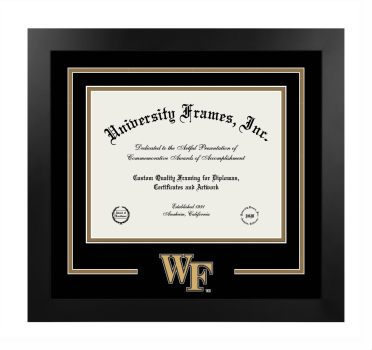 Logo Mat Frame in Manhattan Black with Black & Bronze Mats for DOCUMENT: 8 1/2"H X 11"W  