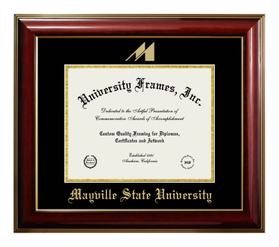 Diploma Frame in Classic Mahogany with Gold Trim with Black & Gold Mats for DOCUMENT: 8 1/2"H X 11"W  