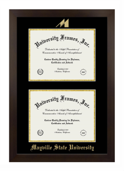 Double Degree (Stacked) Frame in Manhattan Espresso with Black & Gold Mats for DOCUMENT: 8 1/2"H X 11"W  , DOCUMENT: 8 1/2"H X 11"W  