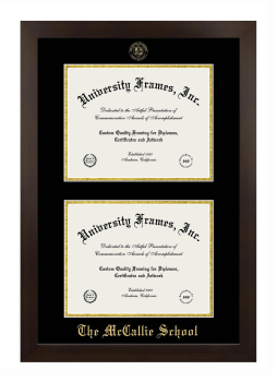 Double Degree (Stacked) Frame in Manhattan Espresso with Black & Gold Mats for DOCUMENT: 8 1/2"H X 11"W  , DOCUMENT: 8 1/2"H X 11"W  