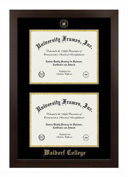 Double Degree (Stacked) Frame in Manhattan Espresso with Black & Gold Mats for DOCUMENT: 8 1/2"H X 11"W  , DOCUMENT: 8 1/2"H X 11"W  