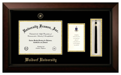 Diploma with Announcement & Tassel Box Frame in Legacy Black Cherry with Black & Gold Mats for DOCUMENT: 8 1/2"H X 11"W  ,  7"H X 4"W  