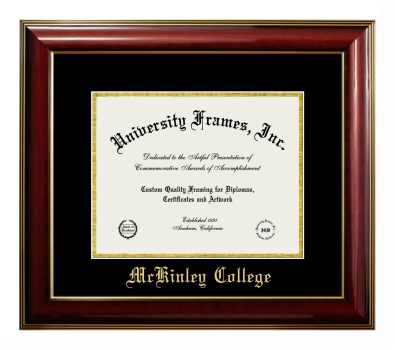 Diploma Frame in Classic Mahogany with Gold Trim with Black & Gold Mats for DOCUMENT: 8 1/2"H X 11"W  