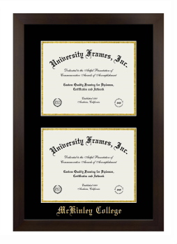 Double Degree (Stacked) Frame in Manhattan Espresso with Black & Gold Mats for DOCUMENT: 8 1/2"H X 11"W  , DOCUMENT: 8 1/2"H X 11"W  