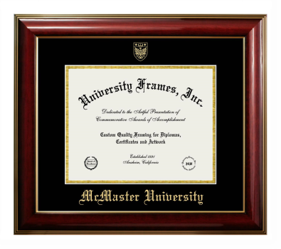 Diploma Frame in Classic Mahogany with Gold Trim with Black & Gold Mats for DOCUMENT: 8 1/2"H X 11"W  